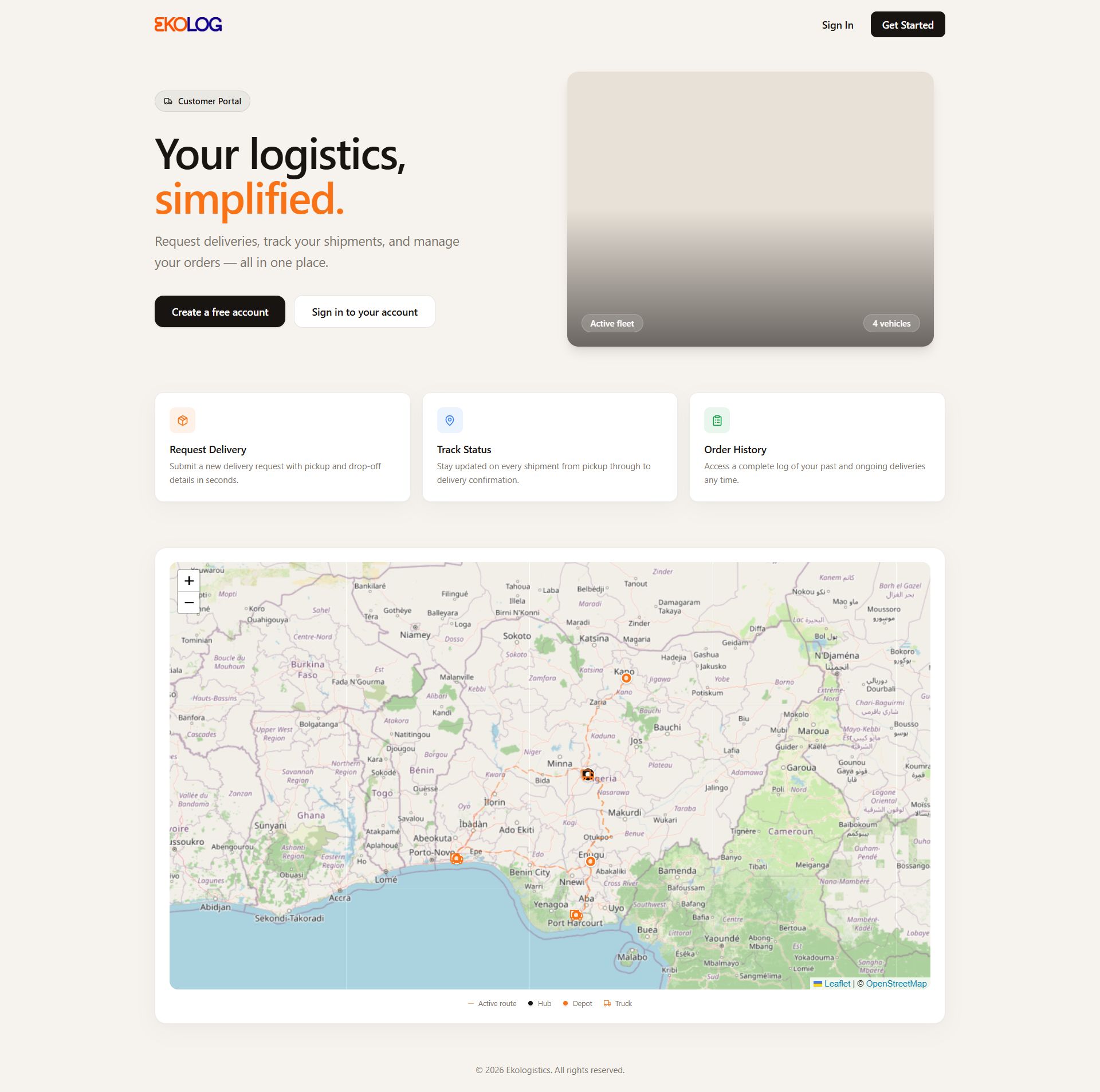 Ekolog Customer Portal</p>
<p>Simplifying Logistics Management with Real-Time Shipment Visibility